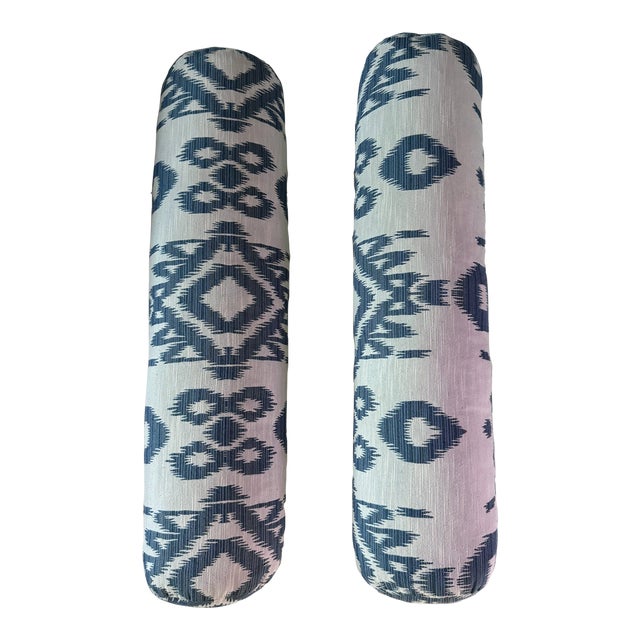 Bolster Pillows Blue Cotton For Sale
