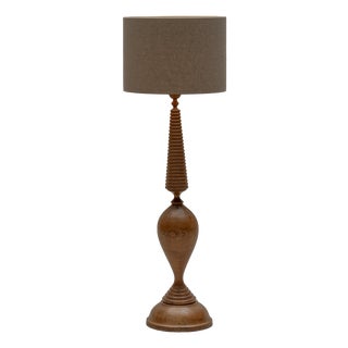 Large Mid-Century Modern French Wooden Floor Lamp, 1960s For Sale