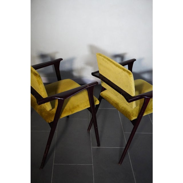 1950s Luisa-Style Armchairs in Oil-Coloured Velvet by Franco Albini, 1950s, Set of 2 For Sale - Image 5 of 17
