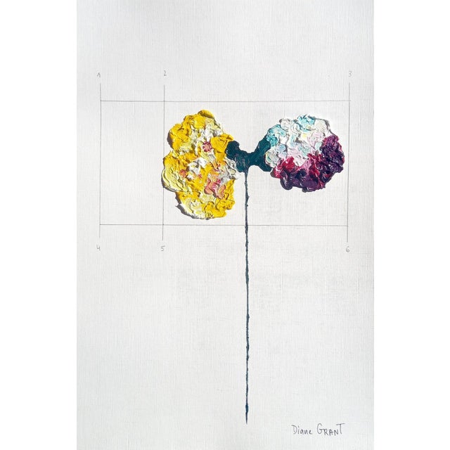 Organic Modern Minimalist Flower Study. Oil and pencil on high quality 'Hahnemuhle' Canvas Grain Fine Art paper. Original...