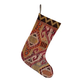 Vintage Turkish Kilim Rug Christmas Stocking For Sale