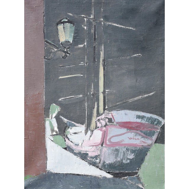 Ernst Alfred Mühler, Hafenlaterne (Chioggia), 1957, Oil on Canvas, Framed For Sale - Image 9 of 9