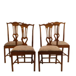 18th Century Provincial Walnut Side Chairs - Set of 4