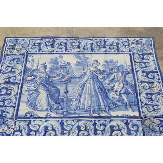This Rare and original Antique Tile Mural Panel depicting a Musical Scene was made in Portugal in the period of 1706–1750....