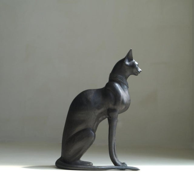 Large Vintage Egyptian Revival Cat Sculpture, 1970s For Sale - Image 11 of 18