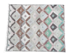 Square Low Pile Turkish Hand Knotted Door Runner Rug 1'11" X 2'3"