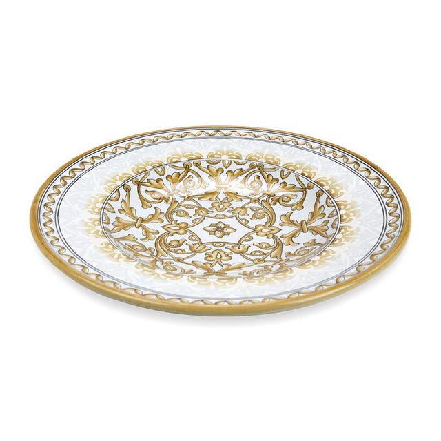 White Damask Plate by Deblona For Sale - Image 9 of 11