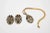 1940s Vintage Art Nouveau Pendant Necklace and Earring Set With Semi Precious Stones For Sale - Image 5 of 8