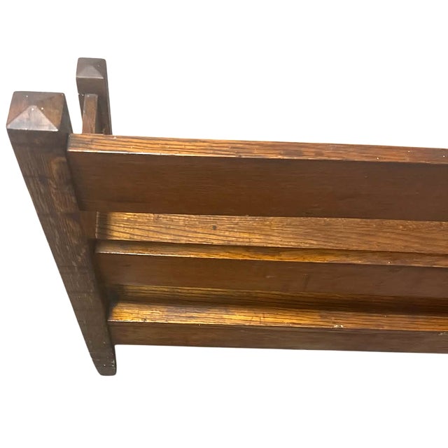 1910s Antique Stickley Style Arts and Crafts Quarter Sawn Oak Bench 10’ Long - Circa 1910 For Sale - Image 5 of 8