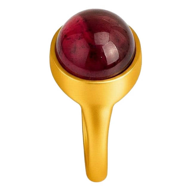 Red Garnet Cabochon Ring, Size 6.75 For Sale