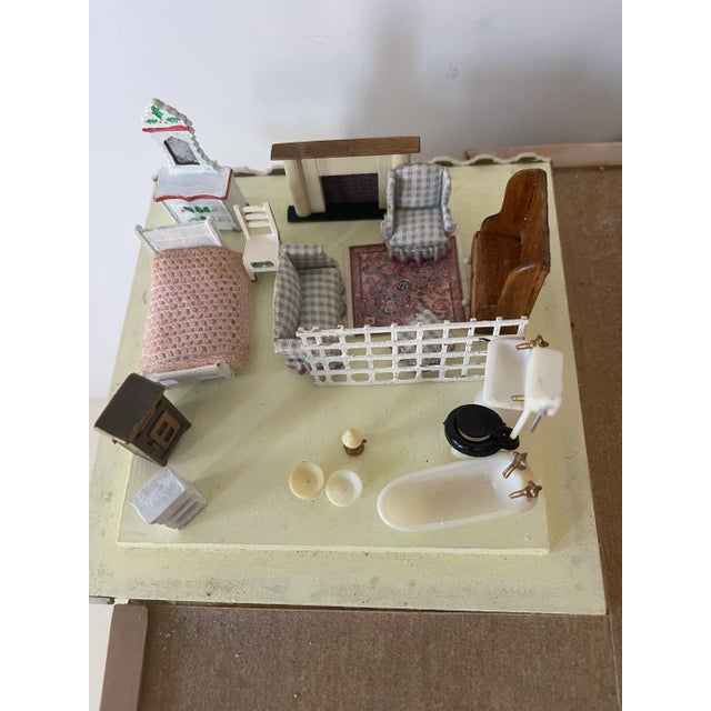 1960s 1960 Vintage Yellow Cottage Miniature Dollhouse Furnished by Helen Valerio For Sale - Image 5 of 10