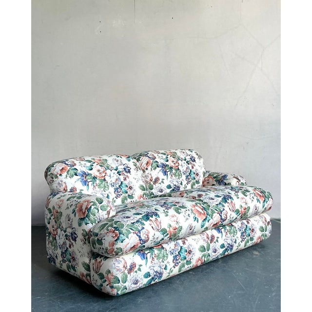 Vintage Regency Judith Norman Printed Floral Loveseat For Sale - Image 11 of 12