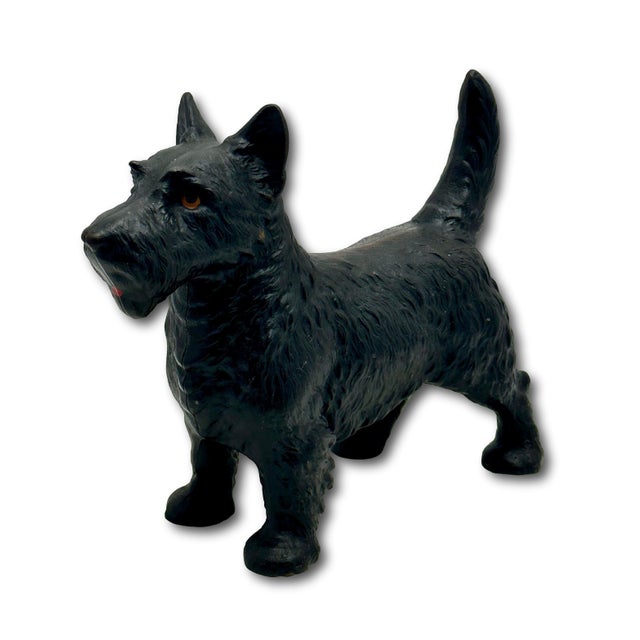 Metal Very Nice Vintage Hubley Manufacturing Co. Cast Iron Standing Scottish Terrier - Scottie Dog Doorstop - Circa 1930s For Sale - Image 7 of 18