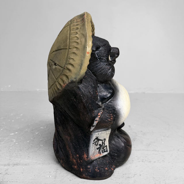 Japanese Shōwa Shigaraki Ware Tanuki Statue, 1960s For Sale - Image 9 of 13