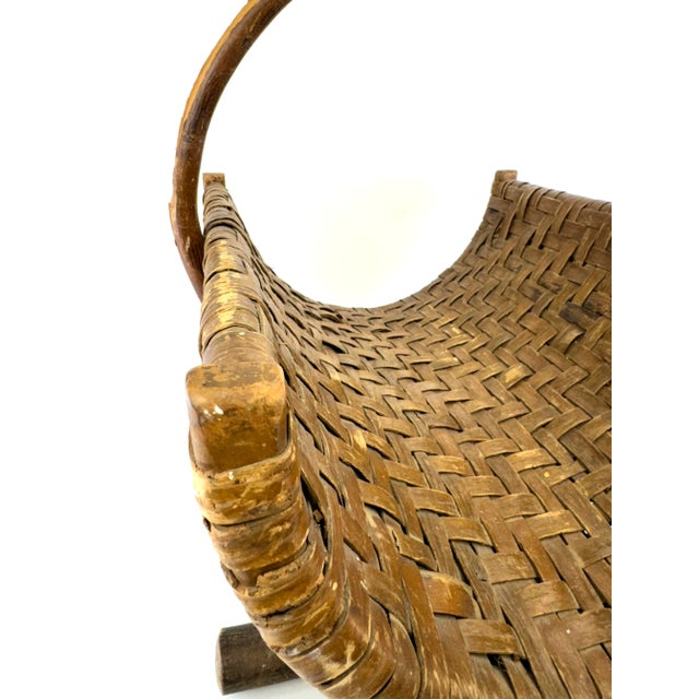 Vintage Late 19th Century Woven Bentwood Log Basket For Sale - Image 9 of 12