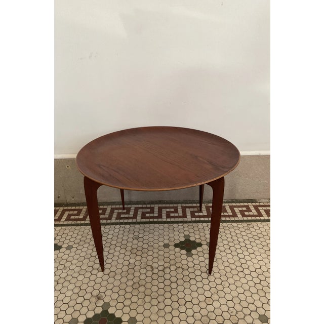 Wood 1957 Engholm & Willumsen for Fritz Hansen Teak Tray-Top Folding Side Table For Sale - Image 7 of 12