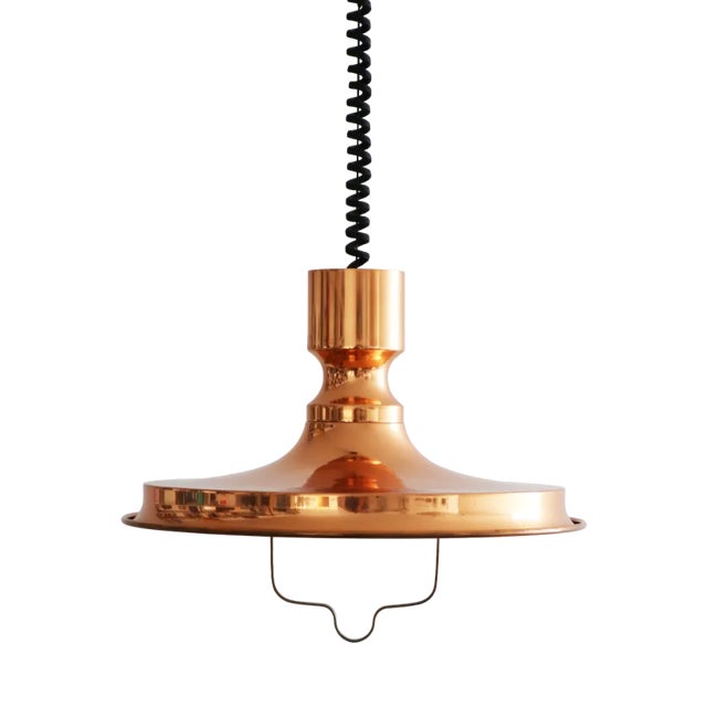 Large Danish Copper Ship Lamp Pendant Light by Vitrika, 1960s For Sale