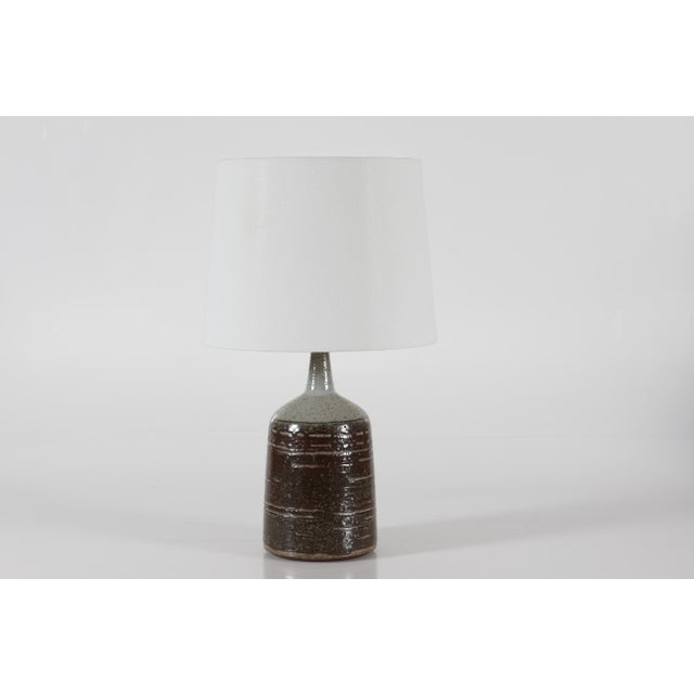 Large Mid-Century Danish Ceramics Table Lamp with Brown Glaze and New Shade by Per Linnemann-Schmidt for Palshus, 1960s For Sale - Image 15 of 15