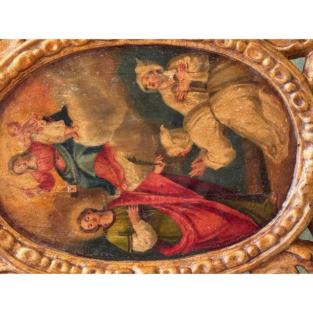 Baroque Antique Spanish Processional Reliquaries with Double-Sided Paintings, Set of 2 For Sale - Image 3 of 13