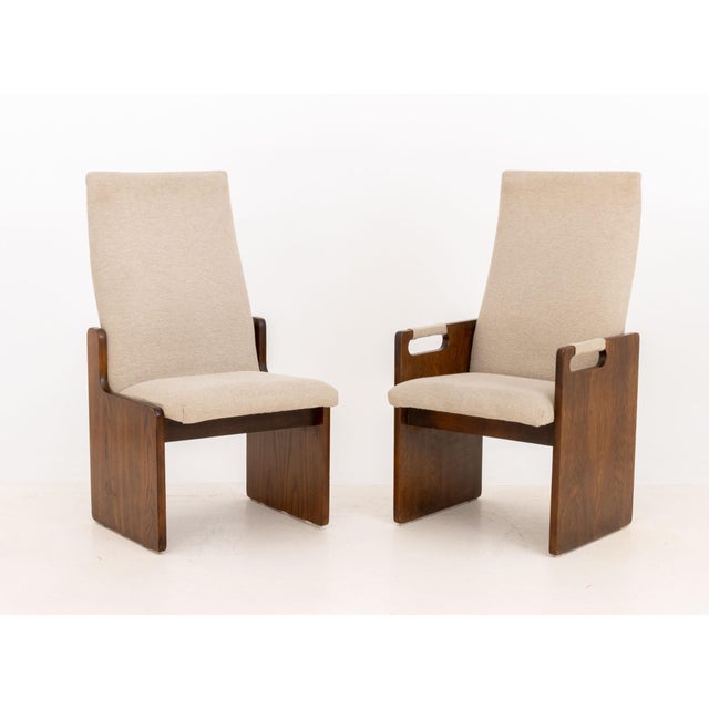 Wood Lane "Pueblo" Grey Boucle Upholstered Walnut Dining Chairs, 6 For Sale - Image 7 of 17
