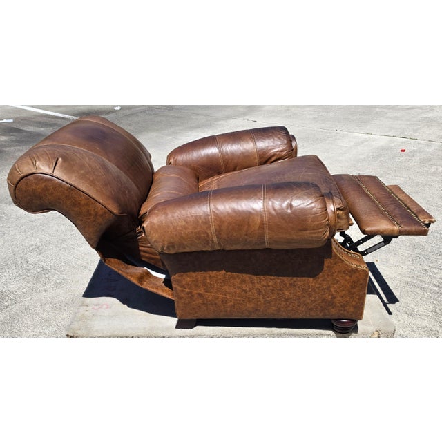 Mid-Century Modern Vintage Barcalounger Saddle Leather Recliner With Continuous Lumbar Support For Sale - Image 3 of 18