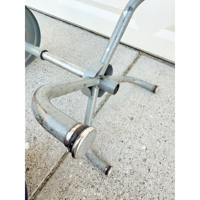 Chrome Vintage Mid Century Industrial Steel Factory Stool For Sale - Image 8 of 12