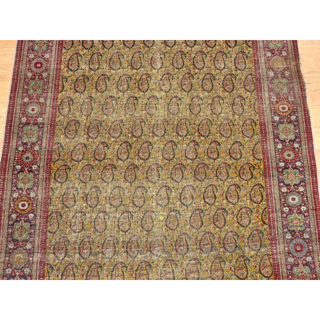 Textile Vintage Persian Tabriz Area Rug, Hand-Knotted Wool, Paisley Design, 1900s For Sale - Image 7 of 12