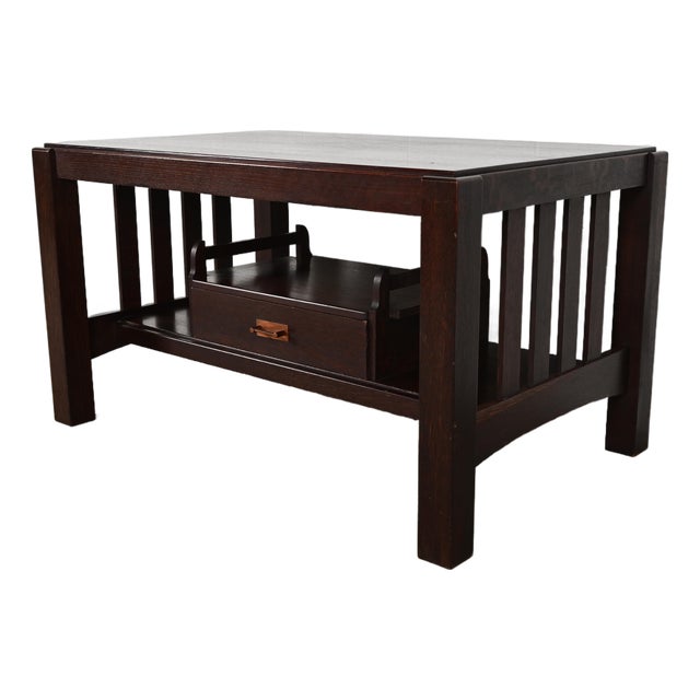 Limbert Style Antique Mission Oak Arts & Crafts Desk or Library Table, Circa 1910 For Sale