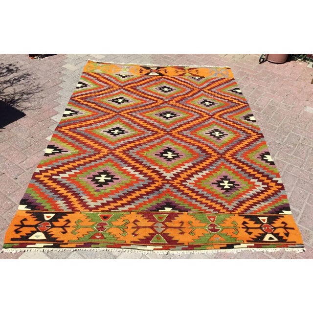 Vintage Diamond Design Kilim Rug - 66" X 90.5" For Sale - Image 10 of 10