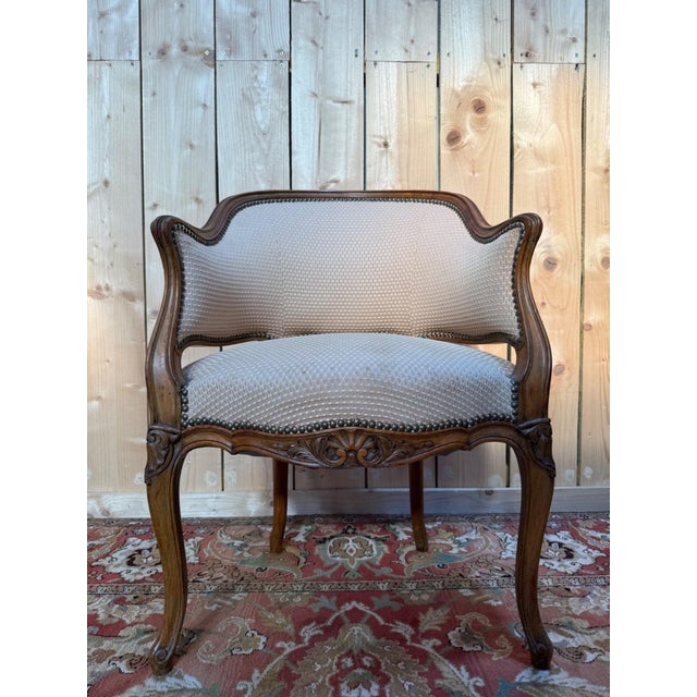 Wood 19th Century Louis XV Two-Seater Sofa with Basket-Shaped Back Walnut For Sale - Image 7 of 7