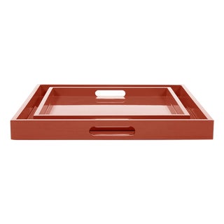 Saint Tropez Square Tray Set of 2 - Intense Rust For Sale