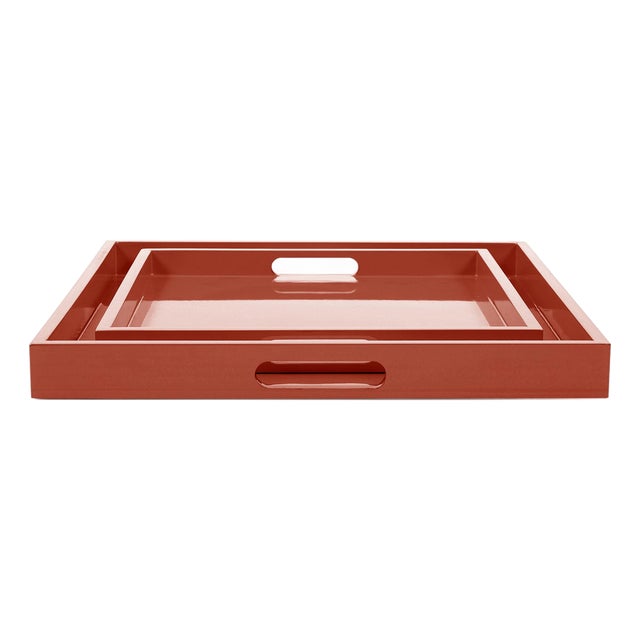 Saint Tropez Square Tray Set of 2 - Intense Rust For Sale
