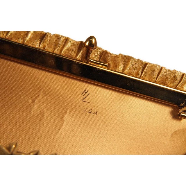 Gold Vintage Harry Levine Usa Gold Lame Evening Clutch For Sale - Image 8 of 11