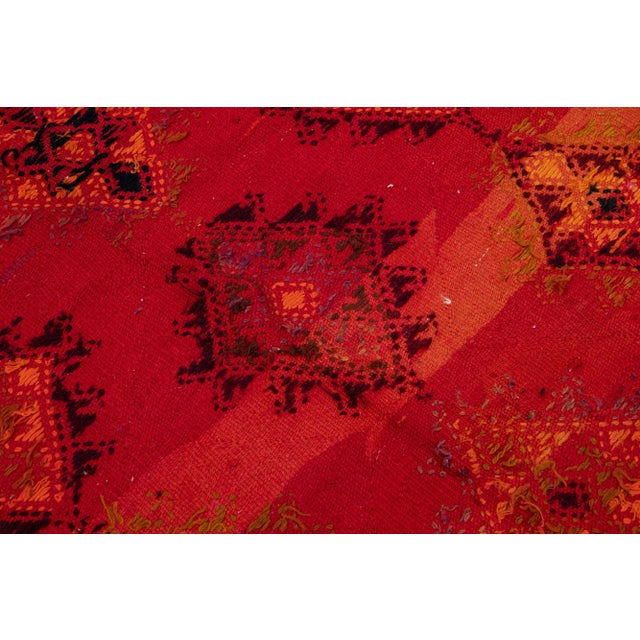 Textile 1960s Vintage Turkish Kilim Red Handmade Tribal Wool Rug For Sale - Image 7 of 8