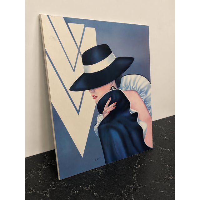 Art Deco Art Deco “Glam Girl” by Ferraro on Wood Panel For Sale - Image 3 of 10