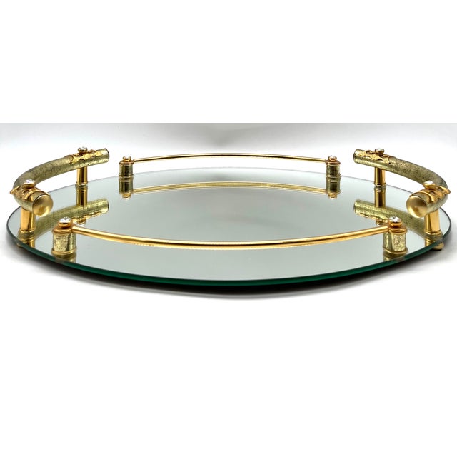 Hollywood Regency 24k Gold-Plated Mirrored Tray from Dimart Milano, Italy, 1980s For Sale - Image 17 of 18