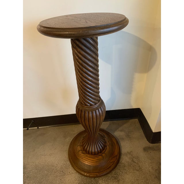 American Beautiful Spiral Oak Plant Stand For Sale - Image 3 of 10
