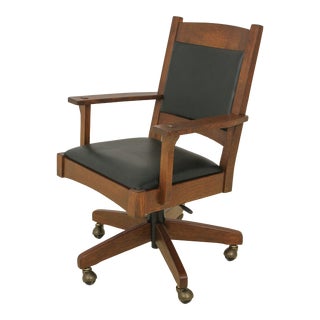 Stickley Mission Oak Arts & Crafts Leather Desk Chair For Sale
