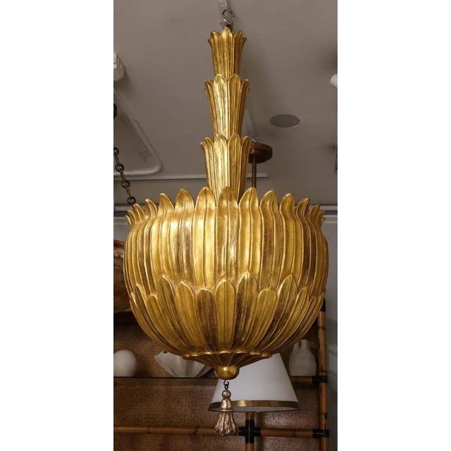 Art Deco Bespoke Giltwood Hand-Carved Fixture For Sale - Image 3 of 12