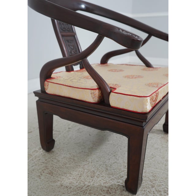Wood Pair of Vintage Chinese Rosewood Carved Armchairs For Sale - Image 7 of 18