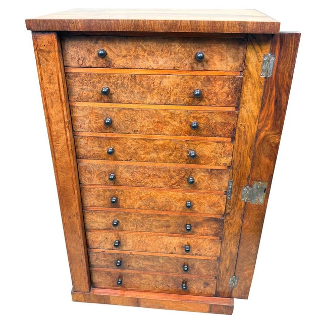 Wood Child's Size Wellington Chest of Drawers in Burr Walnut, 1860 For Sale - Image 7 of 12