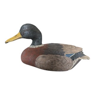 Decorative Mallard Duck Decoy Figurine Signed For Sale