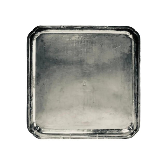 Metal Antique English Silverplate Armorial Crest Tray, Coat of Arms, 15.5", C. 1900 For Sale - Image 7 of 18