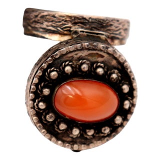 Circular Pearl Pill Box with Cabochon in the Center For Sale