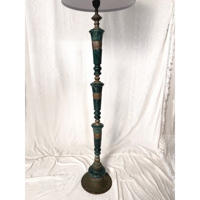 American Frederick Cooper Brass and Green Marble Floor Lamp For Sale - Image 3 of 15