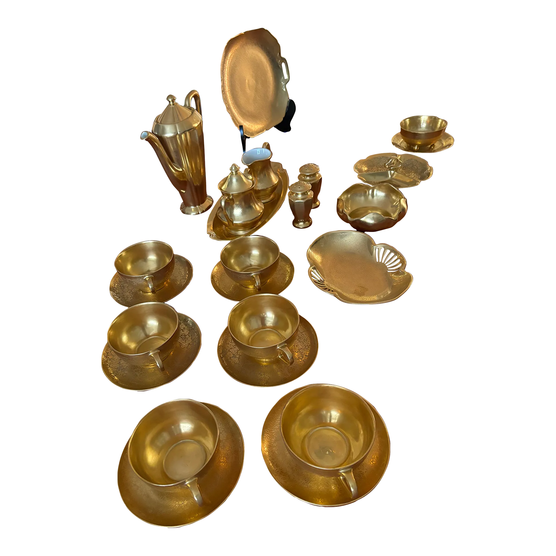 Antique & Vintage 25 Piece Pickard 1930's 22k Gold Hand-Painted
