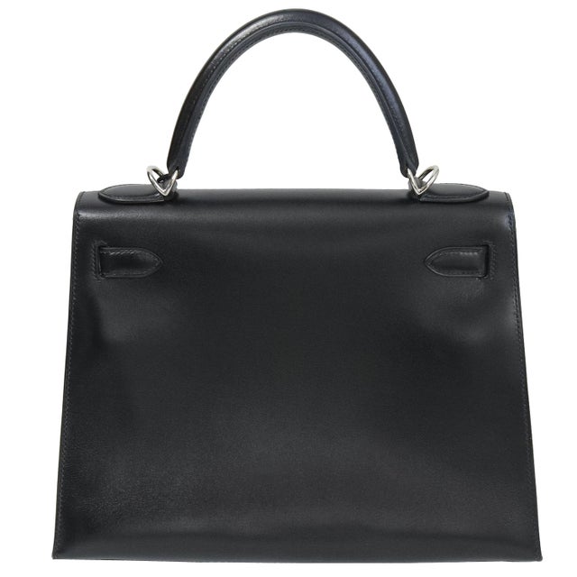 2000 - 2009 Hermès Kelly 28 Noir Box Calf Palladium Hardware 2008 For Sale - Image 5 of 6