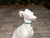 White Vintage Italian Midcentury Porcelain Greyhound Dog Sitting on Blue Cushion For Sale - Image 8 of 11