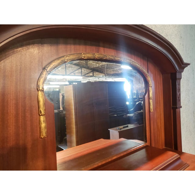 Early 20th Century Antique Walnut Victorian Curio Cabinet With Mirror For Sale - Image 9 of 13