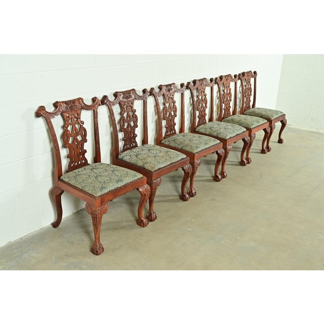 An outstanding set of six Chippendale or Georgian style dining chairs In the manner of Baker Furniture USA, Circa 1980s...